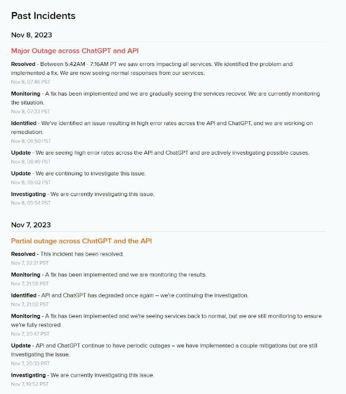 #OpenAI #黑客OpenAI近日多次Outage 黑客组织宣称对此事件负责从11月7日OpenAI召开首届开发者大会以来，该公司的ChatGPT服务已经连续两天出现重大Outage