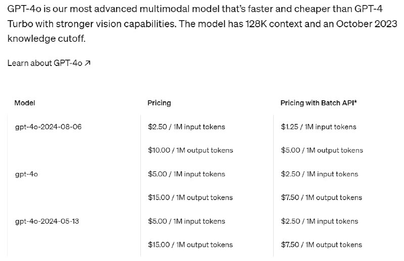 OpenAI 发布 gpt-4o-2024-08-06 输出token提升3倍 降价33%-50% 支持 JSON格式输出近日，OpenAI发布了最新的GPT-4o-2024-08-06模型，标志着公司战略重心的显著转移