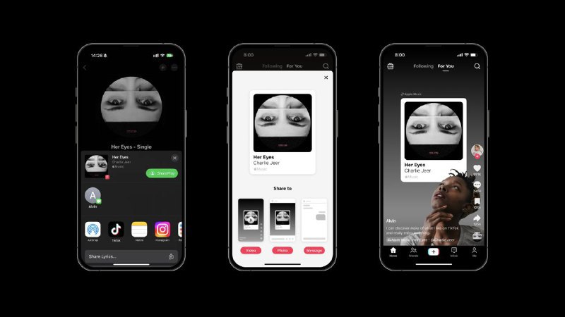TikTok最新功能让音乐迷从Spotify和Apple Music“分享到TikTok”TikTok周四推出“分享到TikTok”新功能，使用户能够直接将Apple Music和Spotify中的歌曲、专辑和播放列表分享至TikTok，包括个人主页、故事或私信