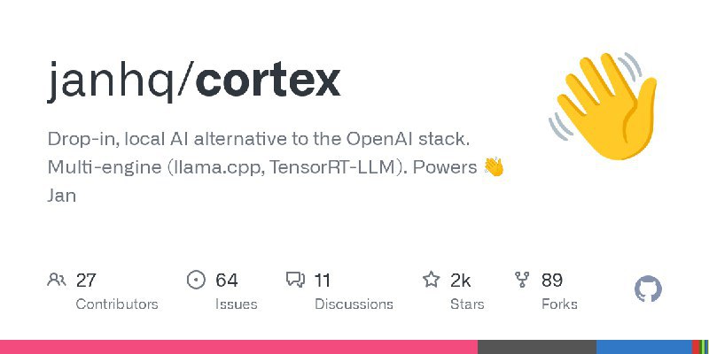 Cortex 是一个兼容 openAI 的本地 AI 服务器，开发人员可以使用它来构建 LLM 应用程序