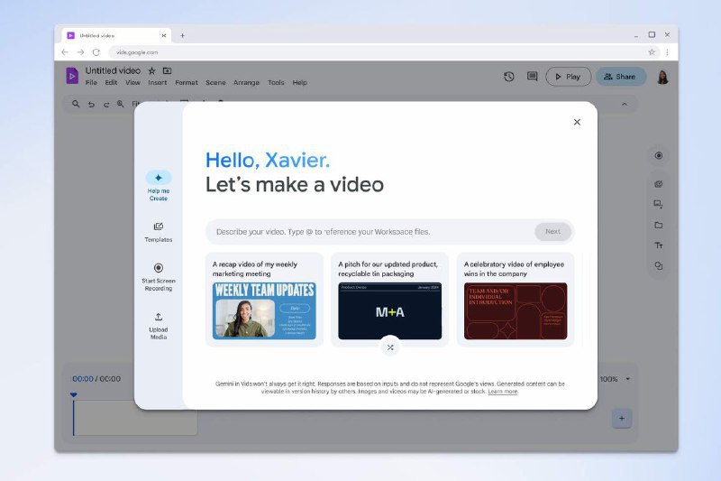 🎬 Google Vids：AI 驱动的 Workspace 视频演示Google 正在 Workspace Labs 推出其新的 Vids 应用，允许用户使用 AI 创建演示视频