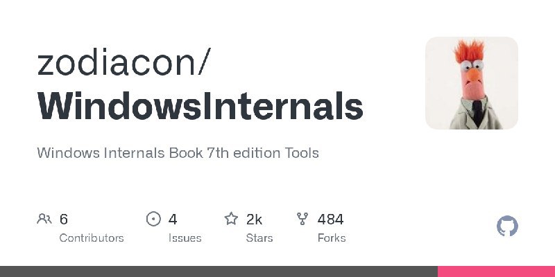 zodiacon / WindowsInternalsWindows Internals Book 7th edition ToolsRepo URL | 👀147 🍴494 ⭐2291#D20240708 #D20240708_C #CGitHubGitHub - zodiacon/WindowsInternals: Windows Internals Book 7th edition ToolsWindows Internals Book 7th edition Tools. Contribute to zodiacon/WindowsInternals development by creating an account on GitHub.via Github Trending - Telegram Channel