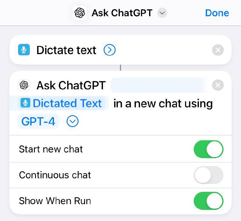#Tip #App #ChatGPT更新到最新版 ChatGPT App 以后，你可以使用这样一个简单的捷径来通过 Siri 发起 GPT-4 对话