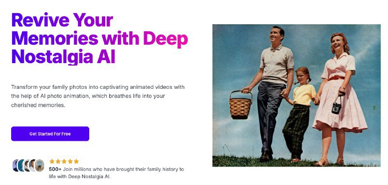 📢导航站收录更新通知！#AI·产品 #AI新时代站点名称: 深怀旧AI - 让你的老照片焕发活力｜AI照片动画描述: 体验Deep Nostalgia AI的魔力，这是一种创新工具，可以将您珍视的旧照片动画化为逼真的视频