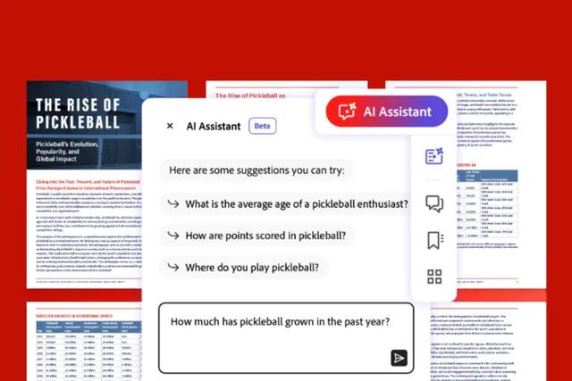 Adobe Acrobat 新增 AI 助理功能Adobe Acrobat 近日宣布面向付费用户开放基于生成式 AI 的「AI 助理」对话引擎，用户可以借助该功能直接与包括 PDF、Word、PowerPoint 格式的文件「对话」，快速获取文件摘要信息或以问答形式进行索引，Acrobat 的 AI 助理功能遵循 Adobe 的数据安全协议，承诺不会存储任何用户文件、也不会使用这些文件数据用于模型训练
