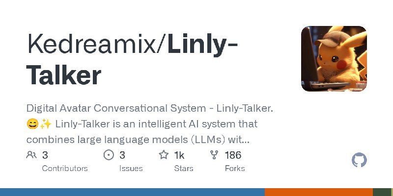 Kedreamix / Linly-TalkerDigital Avatar Conversational System - Linly-Talker  😄✨ Linly-Talker is an intelligent AI system that combines large language models (LLMs) with visual models to create a novel human-AI interaction method  🤝🤖 It integrates various technologies like Whisper, Linly, Microsoft Speech Services, and SadTalker talking head generation system  🌟🔬Repo URL | 👀21 🍴216 ⭐1206#D20240705 #D20240705_Python #PythonGitHubGitHub - Kedreamix/Linly-Talker: Digital Avatar Conversational System - Linly-Talker. 😄✨ Linly-Talker is an intelligent AI system…Digital Avatar Conversational System - Linly-Talker. 😄✨ Linly-Talker is an intelligent AI system that combines large language models (LLMs) with visual models to create a novel human-AI interaction...via Github Trending - Telegram Channel
