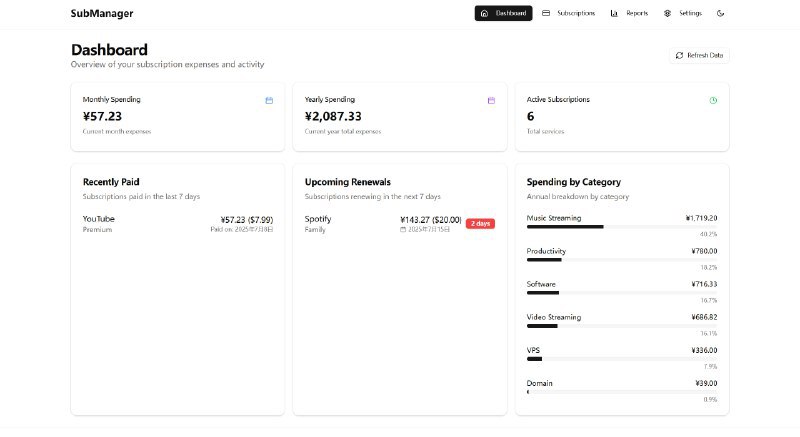 #开源 #工具 #Cloudflare💰 订阅管理系统 - 一个现代化的订阅管理系统支持智能订阅管理、多币种、费用分析报告等功能➡️已收录至「订阅和费用追踪」📮投稿 📢频道 💬群聊 🔎索引via 极客分享 - Telegram Channel