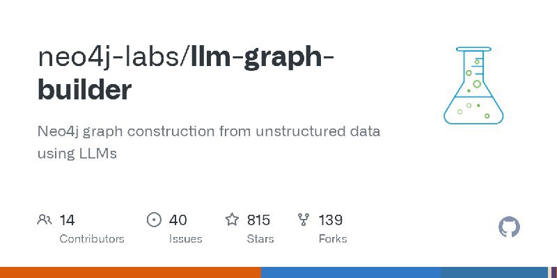 neo4j-labs / llm-graph-builderNeo4j graph construction from unstructured data using LLMsRepo URL | 👀13 🍴139 ⭐821#D20240716 #D20240716_All #AllGitHubGitHub - neo4j-labs/llm-graph-builder: Neo4j graph construction from unstructured data using LLMsNeo4j graph construction from unstructured data using LLMs - neo4j-labs/llm-graph-buildervia Github Trending - Telegram Channel