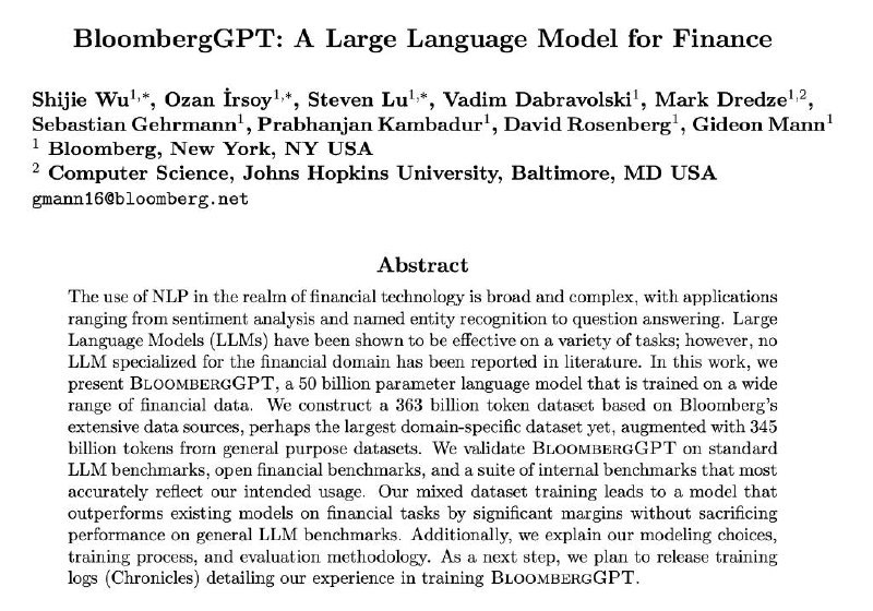 彭博研究人员刚推出BloombergGPTChatGPT引爆的AI热潮也“烧到了”金融圈，彭博社重磅发布为金融界打造的大型语言模型（LLM）——BloombergGPT