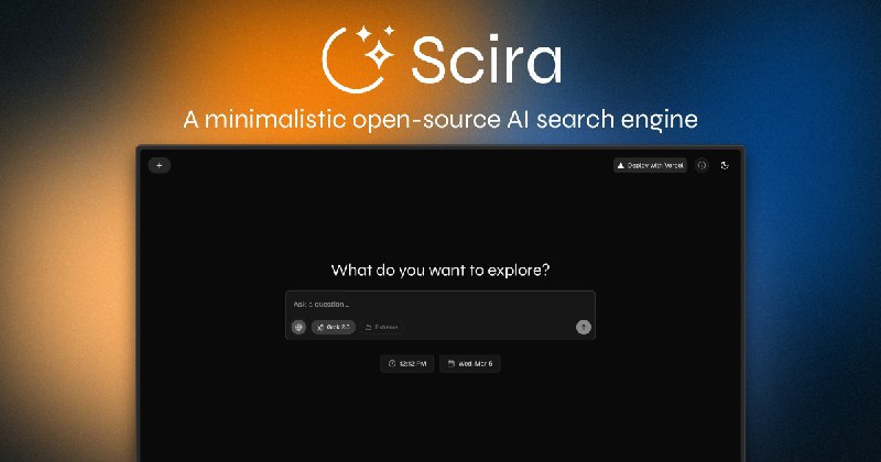 📢导航站收录更新通知！#AI·搜索 #AI新时代站点名称: Scira AI描述: Scira AI 是一个简约的 AI 驱动的搜索引擎，可帮助您在互联网上查找信息，同时它是开源的，支持自托管链接: 