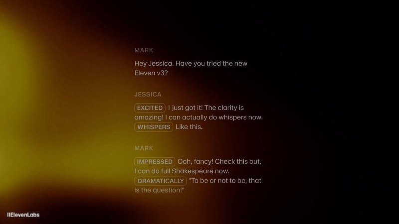 小互: 💬 小互: 兄弟们，牛P了11Labs 推出 Eleven v3（Alpha 版） 应该是目前地表最强的文本转语音模型了它 不仅会说话，还能演戏小互: 11Labs Eleven v3 中文能力测试，效果还挺不错的就是特别依赖提示，提示相对复杂需要写很多标签小互: 兄弟们，牛P了11Labs 推出 Eleven v3（Alpha 版）应该是目前地表最强的文本转语音模型了它 不仅会说话，还能演戏支持 70 多种语言多个角色间的自然对话以及通过 [sad]、[whispers]、[laughs] 等音频标签精准控制语音情绪与非语言表达与旧版本相比，v3Link: 