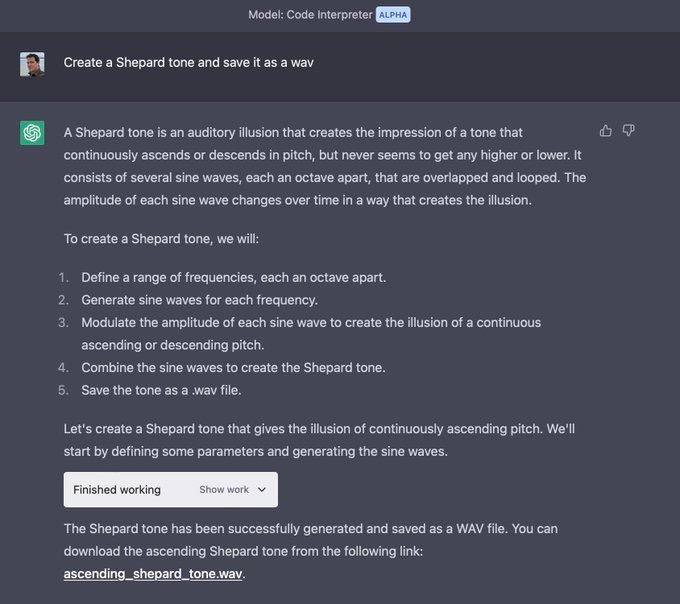 ChatGPT plugins 的真正 Magic 是 Code Interpreter昨天跟大家说惊掉下巴，指的是现场写代码解决问题，还能输出文件