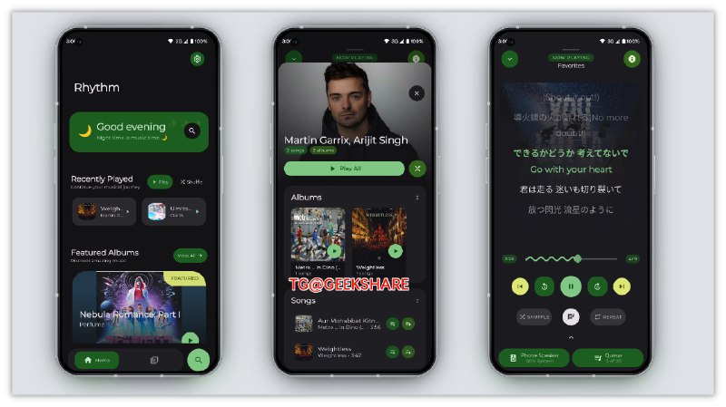 #开源 #安卓 #音乐🎵 Rhythm 播放器 - 一款专业的安卓本地音乐播放器⬇️ 下载页面Rhythm 采用 Material 3 设计，使用 Media3 ExoPlayer 音乐引擎，支持 FLAC、ALAC、MP3、AAC 等数十种音乐格式📮投稿 📢频道 💬群聊 🔎索引via 极客分享 - Telegram Channel