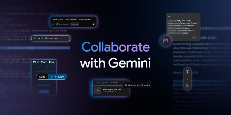 Gemini 应用推出写作与编程工具Google Gemini 应用新增“画布”功能，提供实时编辑文本的交互空间，可生成高质量初稿并导出至 Google 文档
