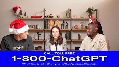 📞OpenAI推出免费AI语音电话服务：15分钟体验ChatGPTOpenAI推出免费电话号码1-800-CHATGPT (1-800-242-8478)，为美国用户提供每月最多15分钟的免费ChatGPT语音访问服务