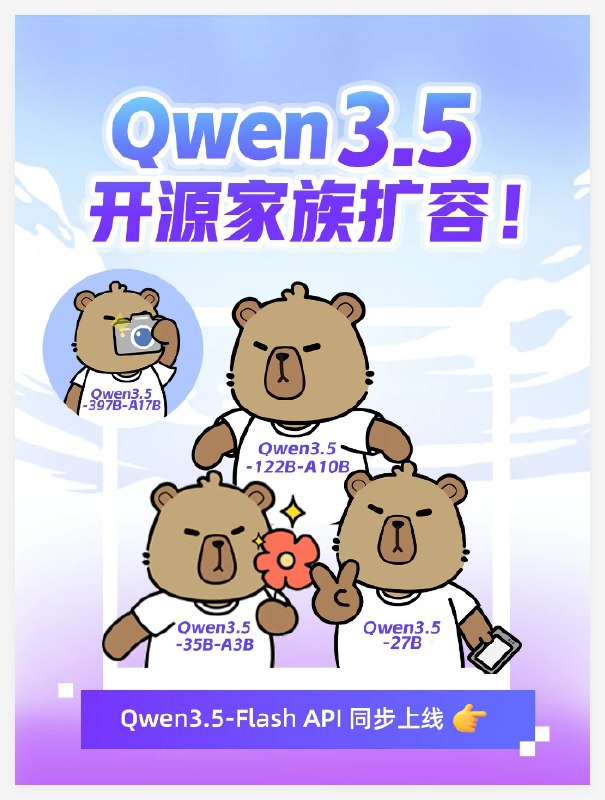 通义千问Qwen3.5开源家族新增多款模型，并上线托管服务近日，通义千问（Qwen）团队宣布其开源大模型家族Qwen3.5实现重要扩容，一次发布多款新模型，并同步上线了对应的生产级API服务