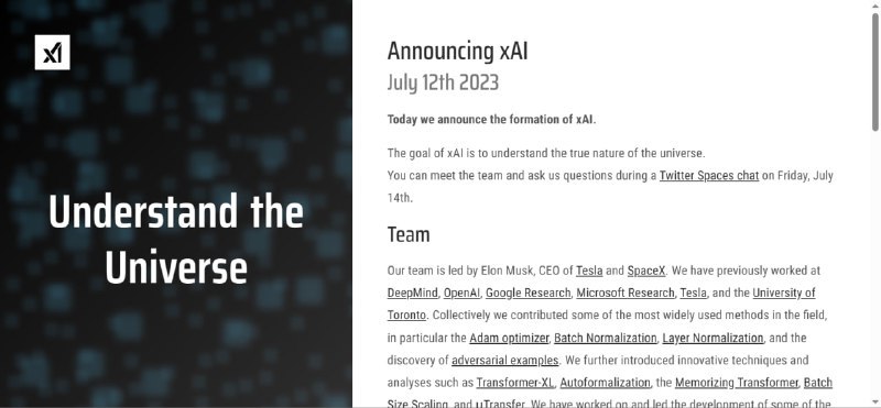 马斯克 x.ai 官网已上线，国内可直连via AI 中文社区频道 - Telegram Channel