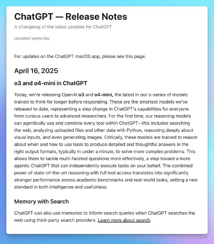 ChatGPT现在将利用其“记忆”来个性化网络搜索此前不久，OpenAI增强了ChatGPT 的记忆工具，使其能够引用用户的全部对话记录