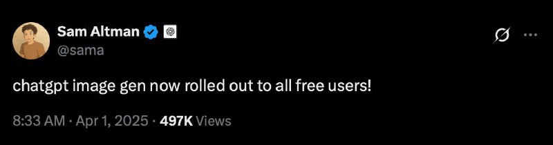 ChatGPT图像生成功能已对所有用户开放