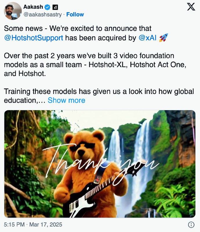 xAI 收购了一家生成式人工智能视频初创公司