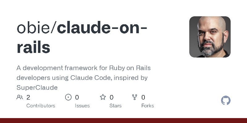 obie/claude-on-rails 一个面向 Ruby on Rails 开发者，使用 Claude 代码的开发框架，灵感来源于 SuperClaude 语言：Ruby 星标数：182 问题数：4 分支数：4 项目地址：