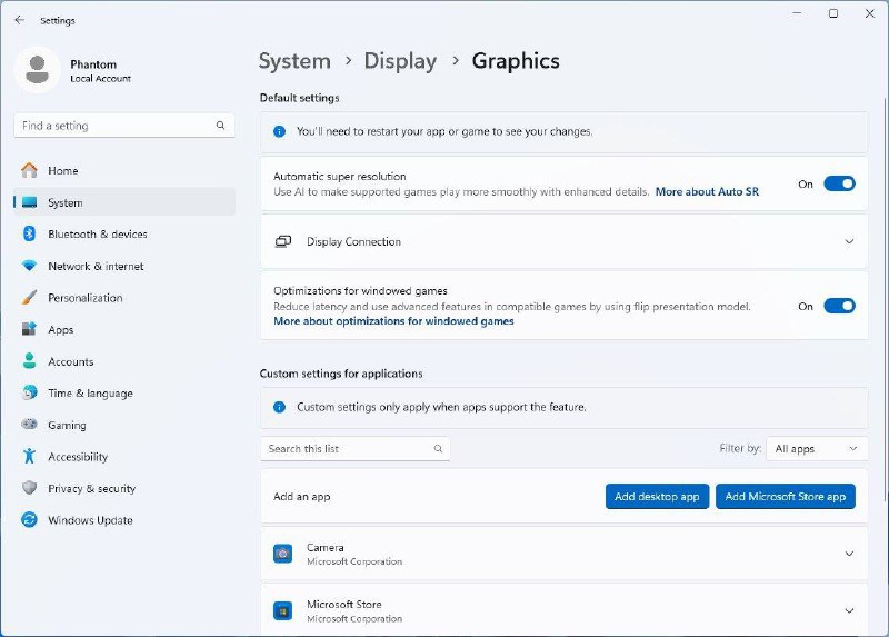 Windows 11将内置 “自动超级分辨率”功能微软计划今年晚些时候发布的 Windows 11 24H2（或后续版本）中的一部分内容