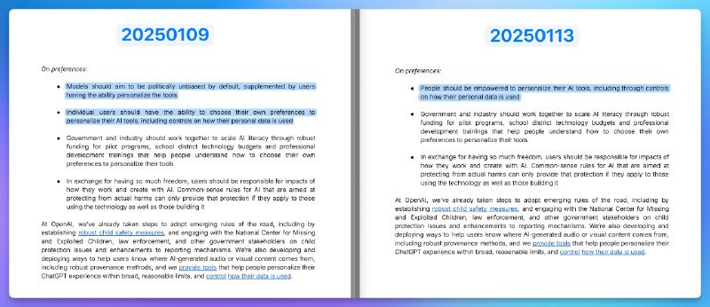 🤖 OpenAI 精简文档引争议，被指责存在政治偏见OpenAI 发言人表示，对《模型规范》等文档的编辑旨在“精简”并强调客观性