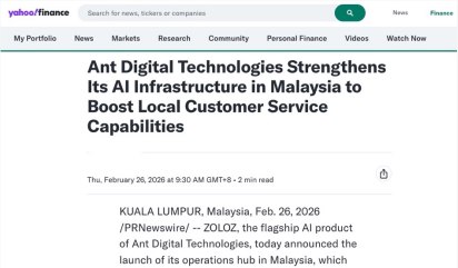 中企加速AI服务出海 蚂蚁数科在马来西亚设立运营枢纽中心随着全球企业级AI市场爆发，中国AI科技公司正加速在海外市场布局