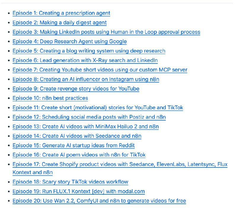 👉 名称：ai_agents_az🤖 类型：👀资料👏 介绍：ai_agents_az 项目是一个专门为 AI 代理创建的资源库，其中包含了多个回放和教程，涵盖从创建药物处方代理到使用 n8n 等工具制作社交媒体内容的各种实践案例