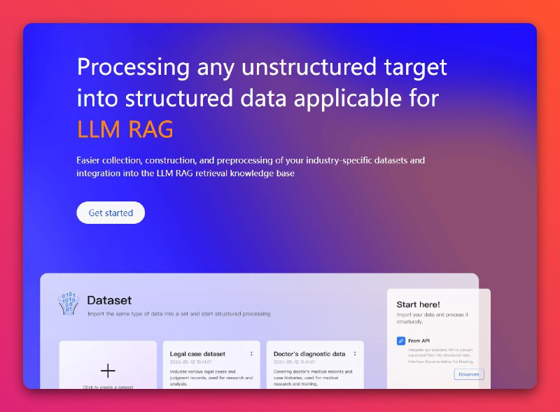 📢导航站收录更新通知！#AI·知识库·产品 #AI新时代站点名称: Supametas.AI - 非结构化数据处理平台描述: 将任何非结构化目标处理成适用于LLM RAG的结构化数据，更方便地收集、构建和预处理您的行业领域数据集，并将其整合到LLM RAG检索知识库中