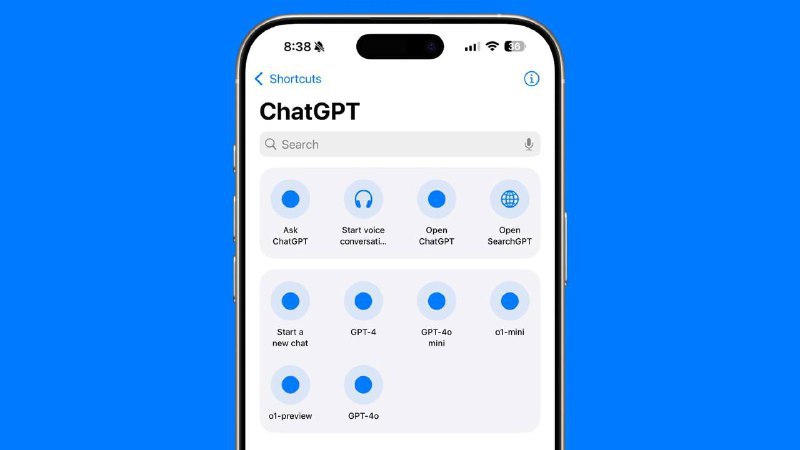 OpenAI 为 ChatGPT 推出全新快捷指令ChatGPT 应用程序现已支持在 iOS 设备的“快捷指令”中添加“打开 SearchGPT”选项