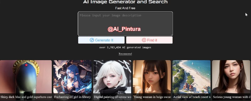 🆔 网站名称： AI Image Generator and Search⭐ 网站功能：AI 绘图📁 网站简介：一个快速且免费的AI图像生成和搜索服务