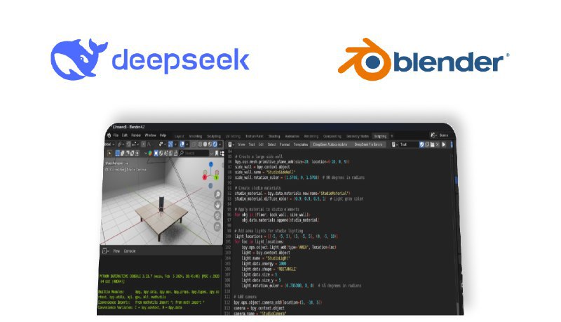 #Blender AI 驱动的 Blender 文本编辑器代码助手，与 DeepSeek 的 API 集成