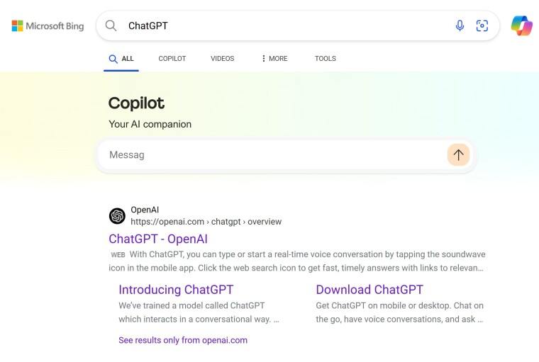 微软通过Bing搜索推广Copilot，直接针对竞争对手AI助手微软正在测试一种新的营销策略，通过Bing搜索结果推广其Copilot AI助手