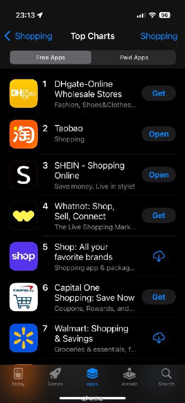 美国区App Store电商榜单前三均来自中国据悉，美国滥用关税政策，严重扰乱了全球贸易秩序，然而这一举措却意外激发了美国人对“中国制造”商品的囤货热情