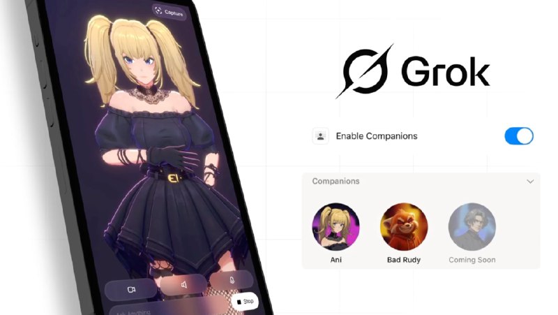 Grok的新AI伴侣在App Store上被定级为12禁周一，xAI 的聊天机器人 Grok在其 iOS 应用中添加了两个卡通形象，用户可以在语音模式下与它们对话