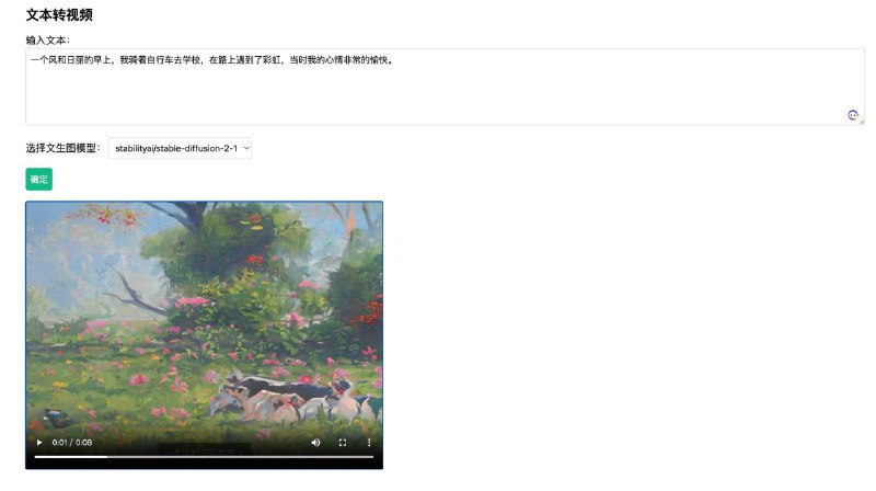 🆔 项目名称：text2video⭐️ 项目功能：文本转视频📁 项目简介：一个可以将文本转换为视频的工具