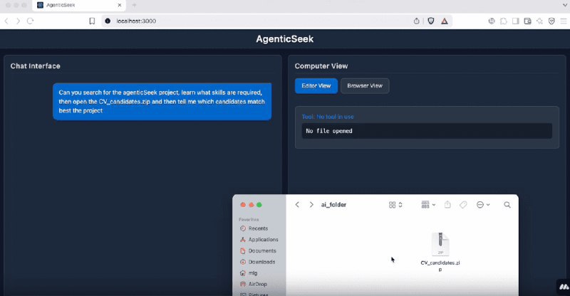 👉 名称：agenticSeek🤖 类型：🎯项目👏 介绍：一个 100% 本地替代 Manus AI 的方案，这款支持语音的 AI 助理能够自主浏览网页、编写代码和规划任务，同时将所有数据保留在您的设备上