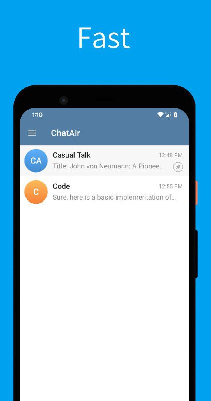 ChatAir：基于 Telegram 修改的 OpenAI 和 Gemini 的 Android 原生客户端ChatAir 是 OpenAI 和 Gemini 的原生客户端，提供比 ChatGPT 更流畅、更快速的聊天体验