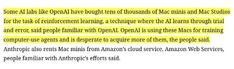 OpenAI 采购 —— 数万台 Mac 训练 AI 代理🖥️ 今天刷到最有意思的行业消息，不是任何新品发布