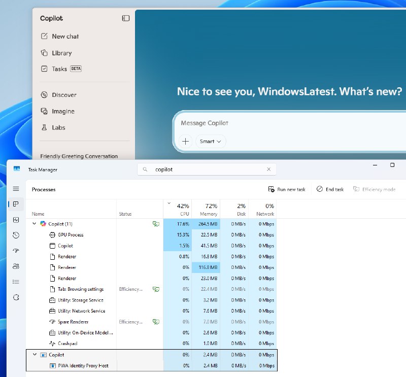 微软再次抛弃Windows 11原生Copilot：转向WebView套壳微软近日向Windows Insider用户推送了Copilot应用更新（版本号146.0.3856.63），然而根据Windows Latest的测试，原本基于WinUI框架的原生应用，再度退化为WebView套壳方案