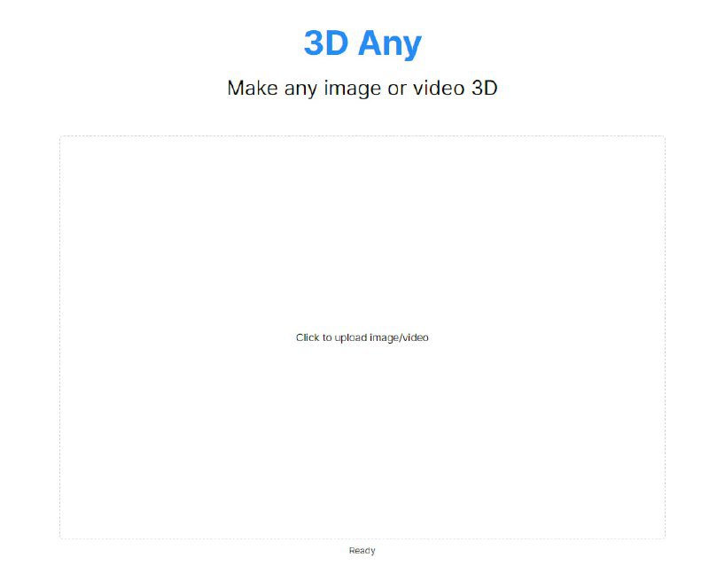 🆔 网站名称：3D Any ⭐️ 网站功能：图片或视频转换为3D视觉效果📁 网站简介：一个利用AI技术将图片或视频转换为3D视觉效果的免费AI工具站