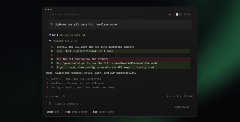 xAI 推出 Grok Build 编程智能体 专为软件开发设计在5月15日，xAI 正式发布了 Grok Build 的早期测试版，这是一款专为软件开发设计的智能编程助手