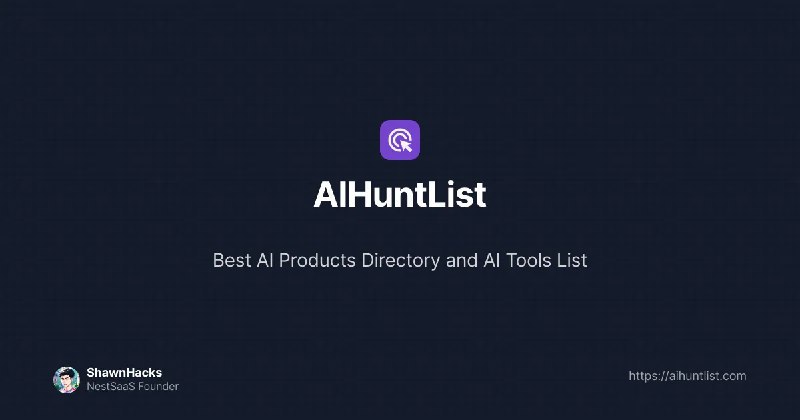 📢导航站收录更新通知！#AI·工具集 #AI新时代站点名称: Best AI Products Directory & AI Tools List – AIHuntList.com描述: AiHuntList 是最好的 AI 产品目录、AI 工具列表和 AI 应用程序列表