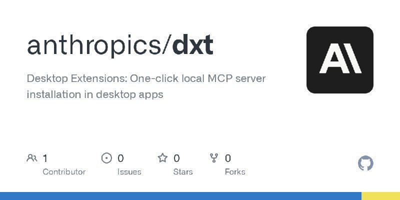 anthropics/dxt 桌面扩展：桌面应用中一键安装本地MCP服务器 语言：TypeScript 星标数：209 问题数：9 分支数：9 