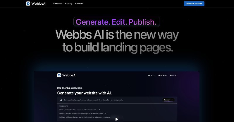 📢导航站收录更新通知！#AI·代码 #AI新时代站点名称: WebbsAI描述: 在 30 秒内生成网站