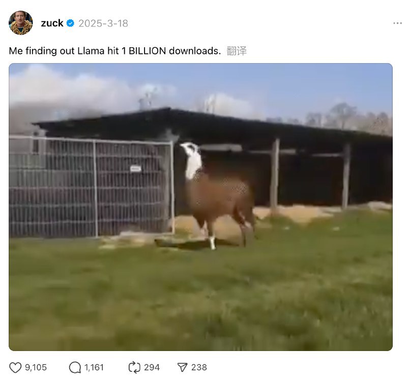 Meta 称其 Llama AI 模型已被下载 12 亿次Meta 首席产品官 Chris Cox 在主题演讲中表示：“我们有数千名开发人员贡献了数万个衍生模型，每月下载量达数十万次