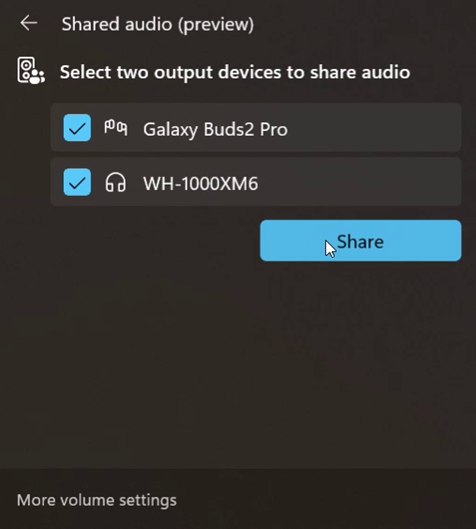 Windows 11终于迎来蓝牙音频共享功能 可惜还是有限制微软终于进一步提升了Windows 11的蓝牙音频体验，在系统中引入了期待已久的蓝牙音频共享功能