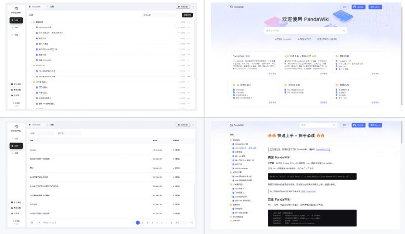 👉 名称：PandaWiki🤖 类型：🎯项目👏 介绍：PandaWiki 是一款 AI 大模型驱动的开源知识库搭建系统，帮助你快速构建智能化的 产品文档、技术文档、FAQ、博客系统，借助大模型的力量为你提供 AI 创作、AI 问答、AI 搜索 等能力