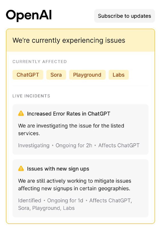 ChatGPT宕机Status📮投稿 ☘️频道 🌸聊天via 科技圈🎗在花频道📮 - Telegram Channel